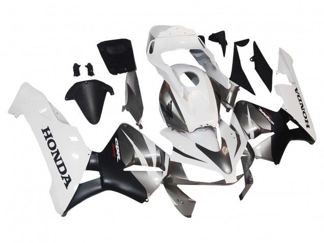 2003-2004 Honda CBR600RR Motorcycle Fairings - White Matte Black Racing