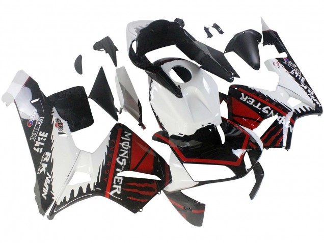2003-2004 Honda CBR600RR Motorcycle Fairings - White Red Glossy Black Monster