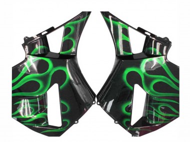 2005-2006 Honda CBR600RR Motorcycle Fairings - Glossy Black Green Flame