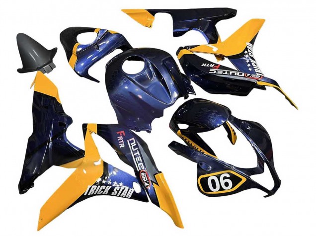 2007-2008 Honda CBR600RR Motorcycle Fairings - Orange Dark Blue Trick Star 06
