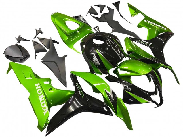 2007-2008 Honda CBR600RR Motorcycle Fairing Kits - Green Glossy Black
