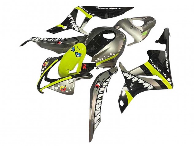 2007-2008 Honda CBR600RR Motorcycle Fairings - Grey Fluorescent Yellow Shark