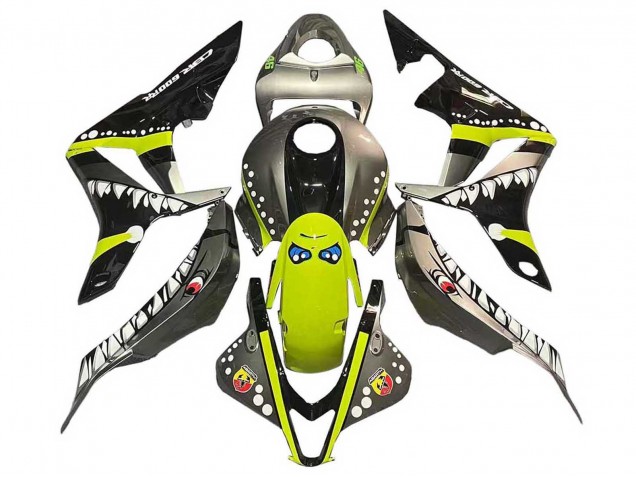 2007-2008 Honda CBR600RR Motorcycle Fairings - Grey Fluorescent Yellow Shark