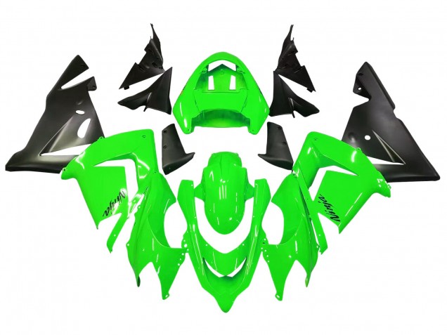2004-2005 Kawasaki ZX10R Motorcycle Fairings - Green Black Ninja
