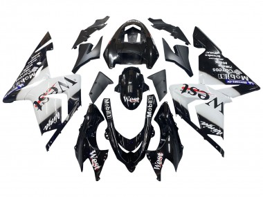 2004-2005 Kawasaki ZX10R Motorcycle Fairings - White Black West Ninja