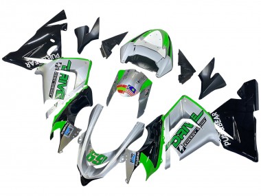 2004-2005 Kawasaki ZX10R Motorcycle Fairings - Green Silver Black 69