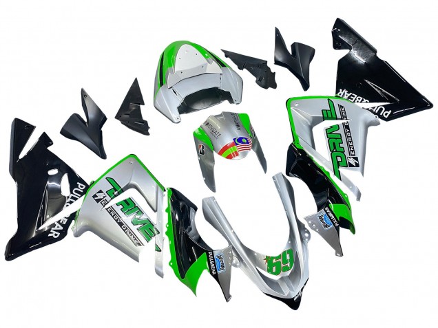 2004-2005 Kawasaki ZX10R Motorcycle Fairings - Green Silver Black 69