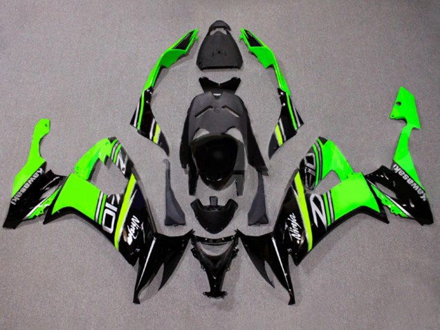 2008-2010 Kawasaki ZX10R Motorcycle Fairings - Green White Glossy Black