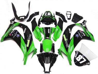 2011-2015 Kawasaki ZX10R Motorcycle Fairings - Green Glossy Black Blue Star Team Green 87