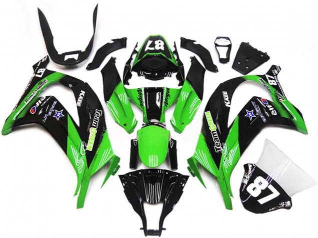 2011-2015 Kawasaki ZX10R Motorcycle Fairings - Green Glossy Black Blue Star Team Green 87