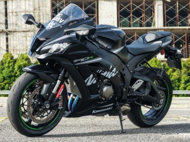 2011-2015 Kawasaki ZX10R Motorcycle Fairings - Matte Black White Green Snow Decal
