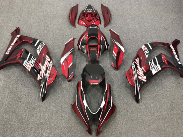 2016-2020 Kawasaki ZX10R Motorcycle Fairings - Maroon Red White Glossy Black