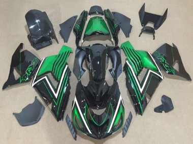 2006-2011 Kawasaki ZX14R ZZR1400 Motorcycle Fairing Kits - Green Glossy Black