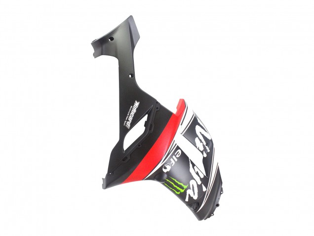 2007-2008 Kawasaki ZX6R Motorcycle Fairings - Black White Red with White Snow Decal Ninja Elf