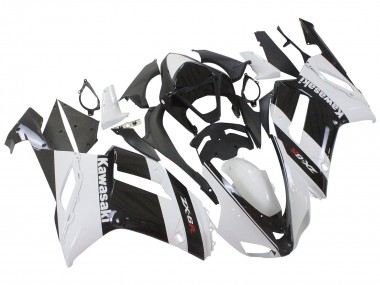 2007-2008 Kawasaki ZX6R Motorcycle Fairing - White Black
