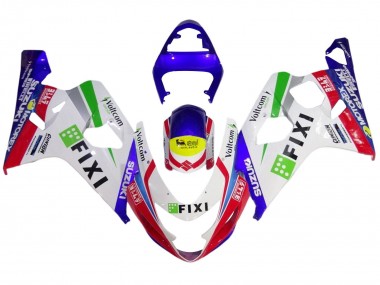 2004-2005 Suzuki GSXR 600 / GSXR 750 Motorcycle Fairings - White Blue Red Yellow Green Fixi