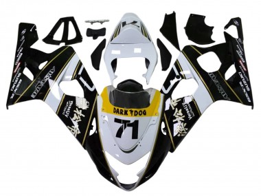 2004-2005 Suzuki GSXR 600 / GSXR 750 Motorcycle Fairings - White Black Yellow Dark Dog 71