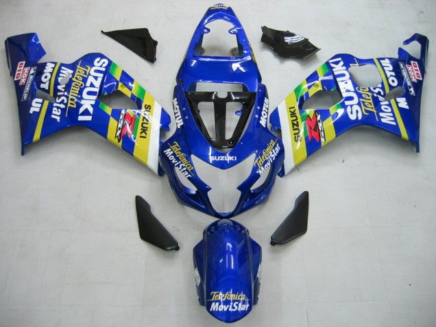 2004-2005 Blue White Yellow Green Telefonica Motul MoviStar Suzuki GSXR 600 / GSXR 750 Motorcycle Fairings