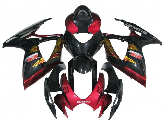 2006-2007 Suzuki GSXR 600 / GSXR 750 Motorcycle Fairing - Glossy Black Red Gold