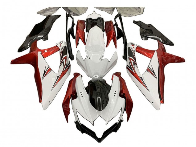 2008-2010 Suzuki GSXR 600 / GSXR 750 Motorcycle Fairings - White Orange Glossy Black