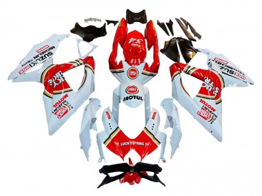 2008-2010 Suzuki GSXR 600 / GSXR 750 Motorcycle Fairings - White Red Motul Lucky Strike