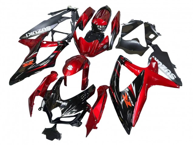 2008-2010 Suzuki GSXR 600 / GSXR 750 Motorcycle Fairings - Red Glossy Black