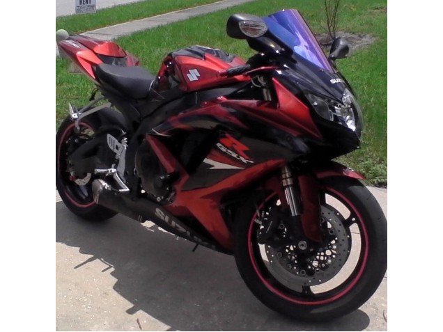2008-2010 Suzuki GSXR 600 / GSXR 750 Motorcycle Fairings - Red Glossy Black