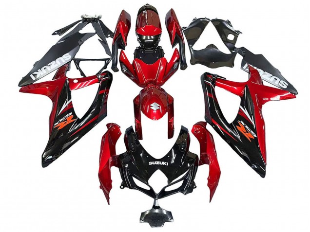 2008-2010 Suzuki GSXR 600 / GSXR 750 Motorcycle Fairings - Red Glossy Black