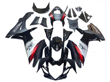 2011-2024 Suzuki GSXR 600 / GSXR 750 Motorcycle Fairings - Glossy Black Forged Carbon Fiber Silver Red