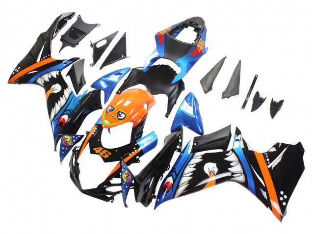 2011-2024 Suzuki GSXR 600 / GSXR 750 Motorcycle Fairings - Light Blue Orange Black White Shark 46