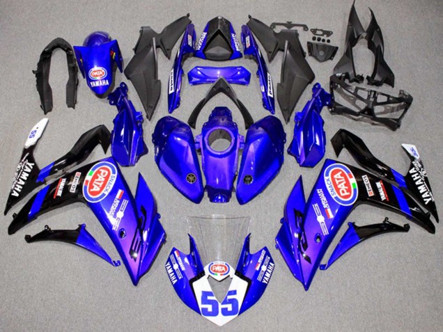 2015-2018 Yamaha YZF R3/R25 Motorcycle Fairings - Blue White Black ENEOS 55