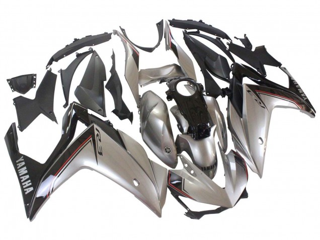 2015-2018 Yamaha YZF R3/R25 Motorcycle Fairings - Silver Black
