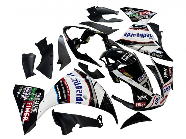 2009-2011 Yamaha YZF 1000 R1 Motorcycle Fairings - Glossy Black White Red Volvo Fimer Yamalube 87