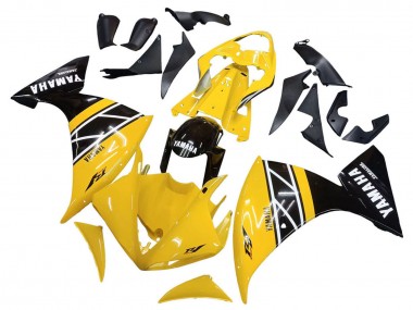 2009-2011 Yamaha YZF 1000 R1 Motorcycle Fairing Kits - Yellow White Black Stripe