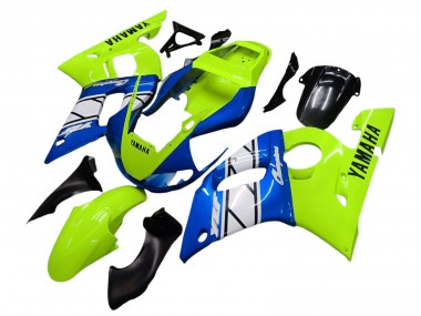 1998-2002 Yamaha YZF 600 R6 Motorcycle Fairings - Neon Green Blue White Champions