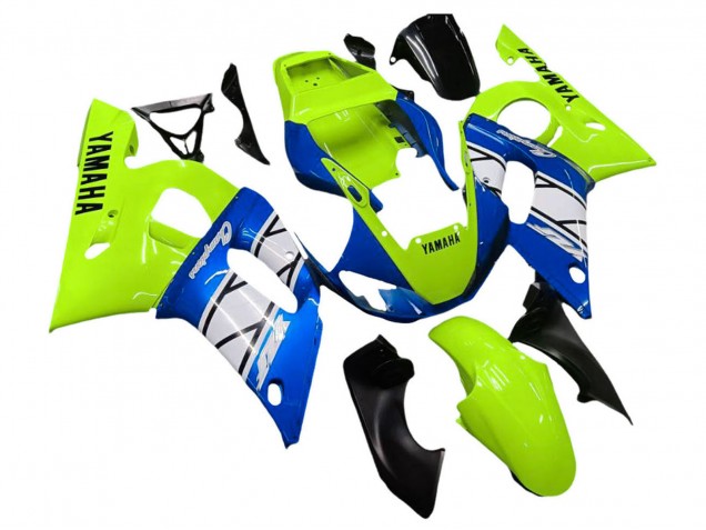 1998-2002 Yamaha YZF 600 R6 Motorcycle Fairings - Neon Green Blue White Champions