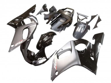 1998-2002 Yamaha YZF 600 R6 Motorcycle Fairings - Silver Glossy Black