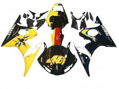 2003-2004 Yamaha YZF R6 Motorcycle Fairings - Yellow Red Glossy Black 46