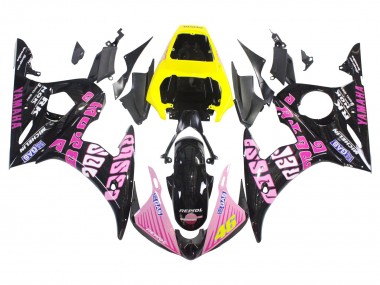 2003-2004 Yamaha YZF R6 Motorcycle Fairings - Yellow Pink Glossy Black Rossi Repsol 46