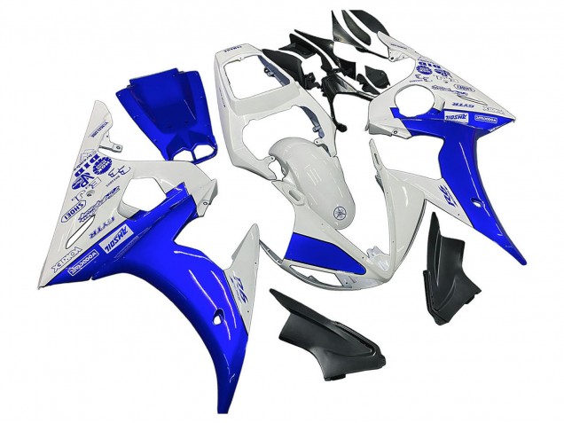 2003-2004 Yamaha YZF R6 Motorcycle Fairings - White Blue GYTR