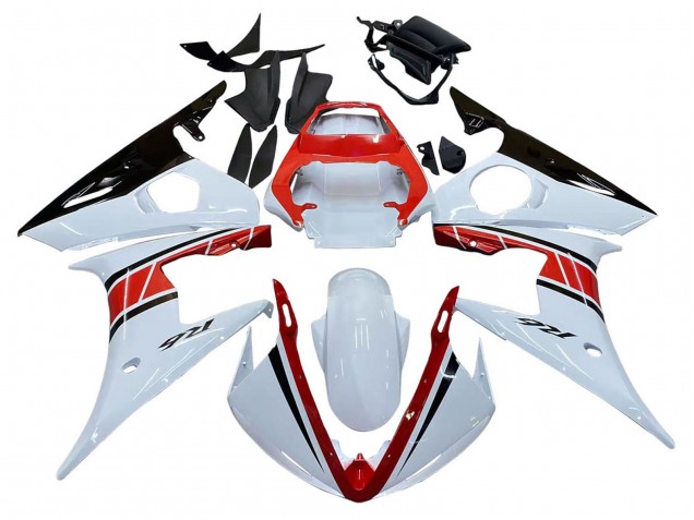 2003-2004 Yamaha YZF R6 Motorcycle Fairings - White Red Glossy Black