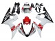 2003-2004 Yamaha YZF R6 Motorcycle Fairings - White Red Glossy Black Motul