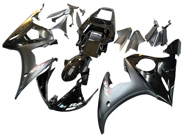 2005 Yamaha YZF 600 R6 Motorcycle Fairings - Glossy Black Matte Black Gold