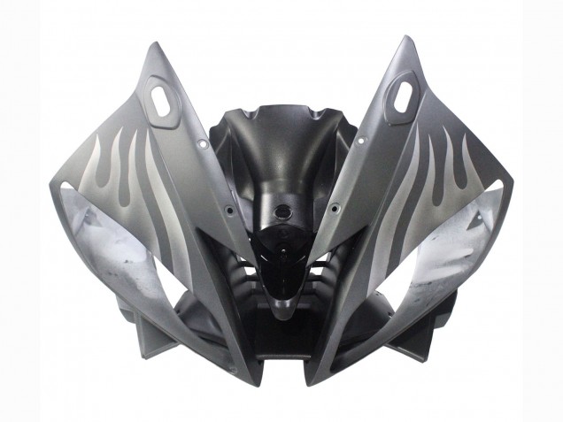2006-2007 Yamaha YZF 600 R6 Motorcycle Fairings - Matte Black Silver Flame