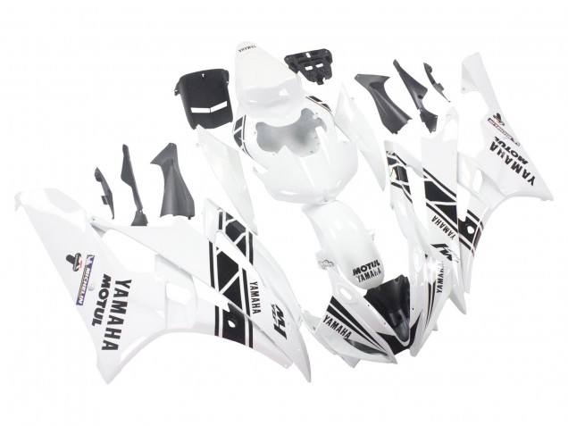 2006-2007 Yamaha YZF 600 R6 Motorcycle Fairings - White Glossy Black Motul Michelin