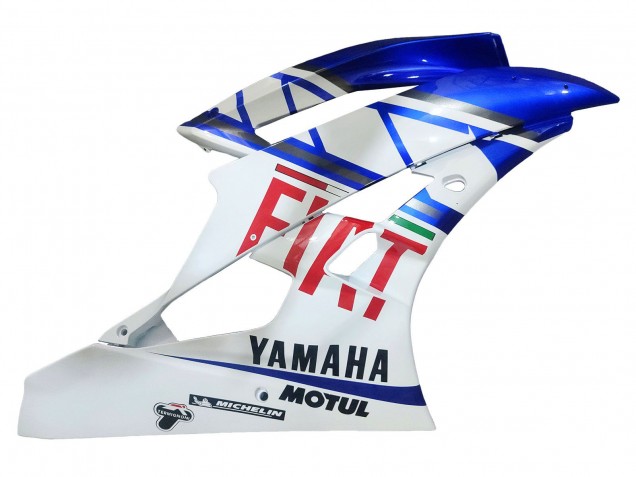 2006-2007 Yamaha YZF 600 R6 Motorcycle Fairings - White Blue Red Fiat Motul Michelin