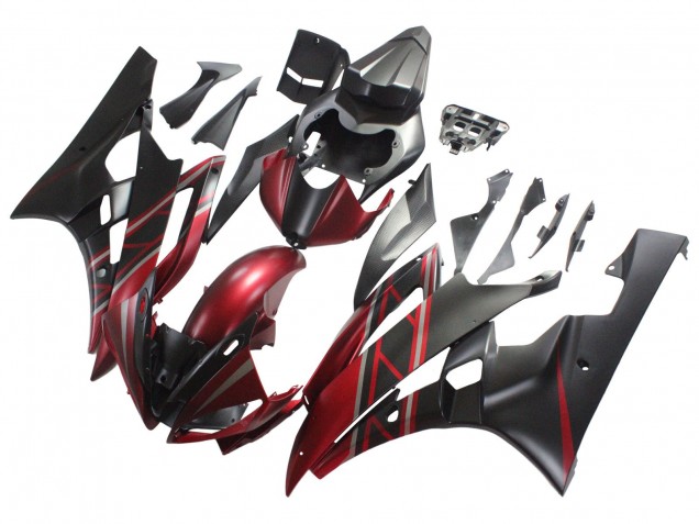2006-2007 Yamaha YZF 600 R6 Motorcycle Fairings - Red Matte Black