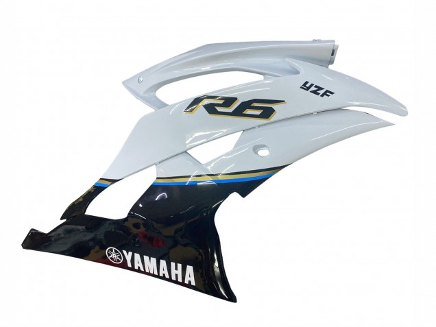 2008-2016 Yamaha YZF 600 R6 Motorcycle Fairing - White Blue Glossy Black