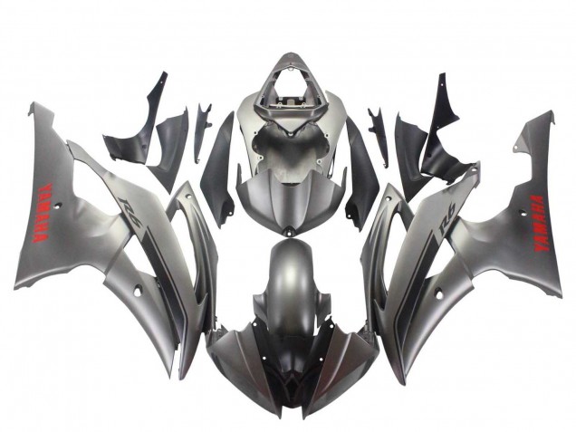 2008-2016 Yamaha YZF 600 R6 Motorcycle Fairings - Matte Grey Red Decals