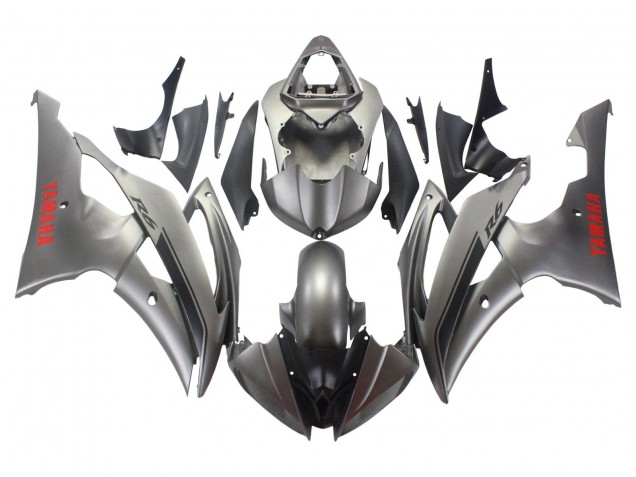 2008-2016 Yamaha YZF 600 R6 Motorcycle Fairings - Matte Grey Red Decals